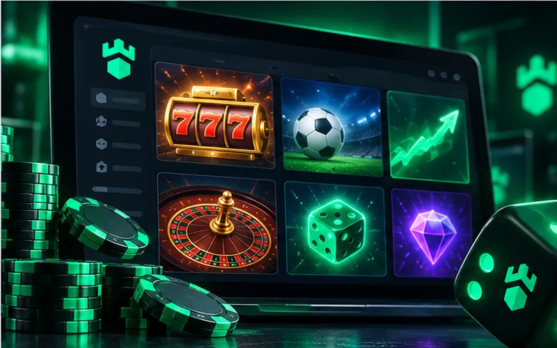 Gamdom casino game categories including slots, sports, roulette and dice